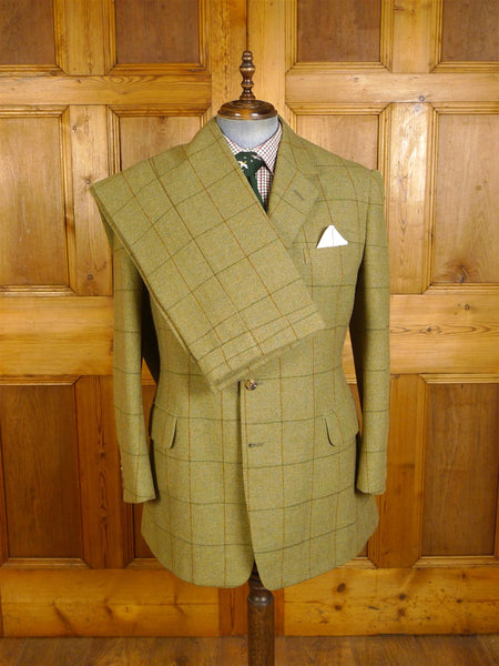 25/0785 vintage 1999 ward & kruger savile row bespoke heavyweight green wp check tweed suit 42-43 long