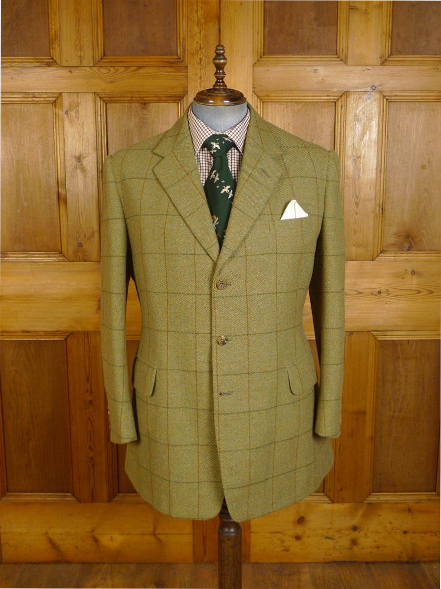 25/0785 vintage 1999 ward & kruger savile row bespoke heavyweight green wp check tweed suit 42-43 long