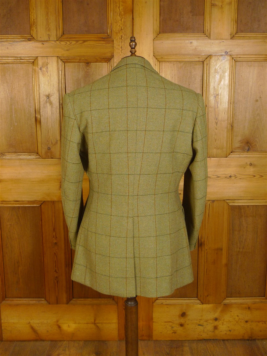 25/0785 vintage 1999 ward & kruger savile row bespoke heavyweight green wp check tweed suit 42-43 long