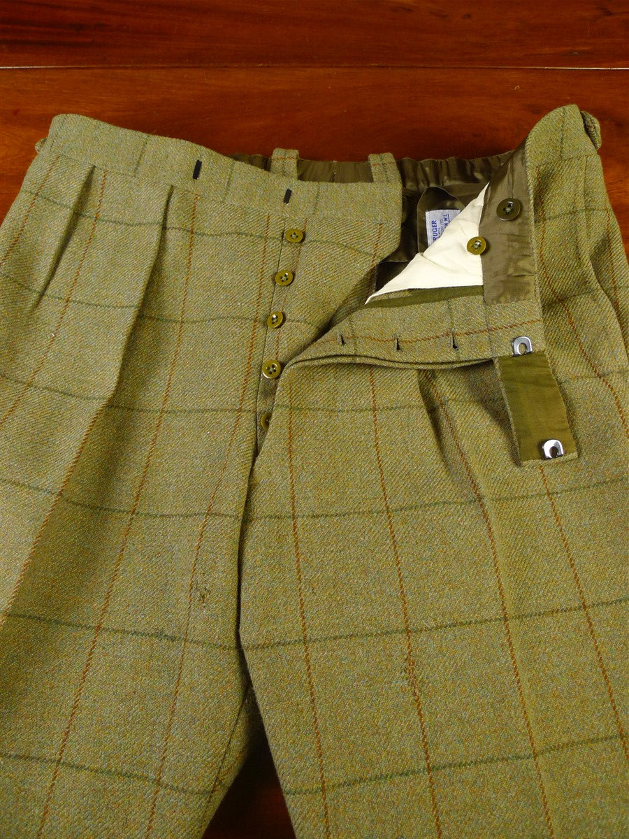 25/0785 vintage 1999 ward & kruger savile row bespoke heavyweight green wp check tweed suit 42-43 long