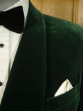 25/0767 beautiful 1998 ward & kruger savile row bespoke bottle green silk-velvet d/b dinner / smoking jacket 43 long