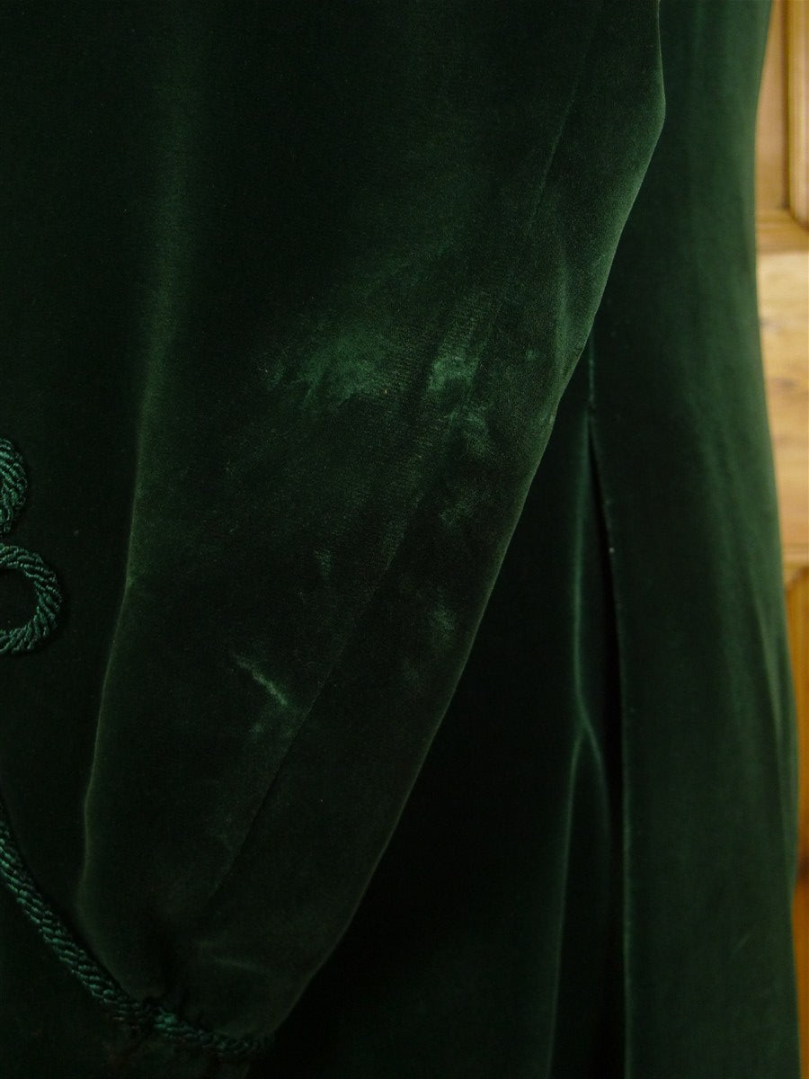 25/0767 beautiful 1998 ward & kruger savile row bespoke bottle green silk-velvet d/b dinner / smoking jacket 43 long
