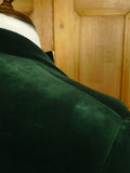 25/0767 beautiful 1998 ward & kruger savile row bespoke bottle green silk-velvet d/b dinner / smoking jacket 43 long