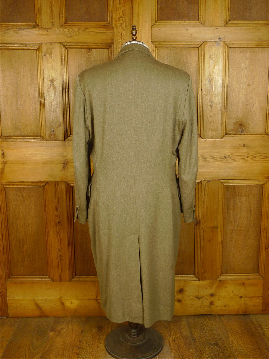 25/0789 superb extra-heavy 2006 ward & kruger savile row bespoke stone venetian wool covert coat overcoat 42-44 long