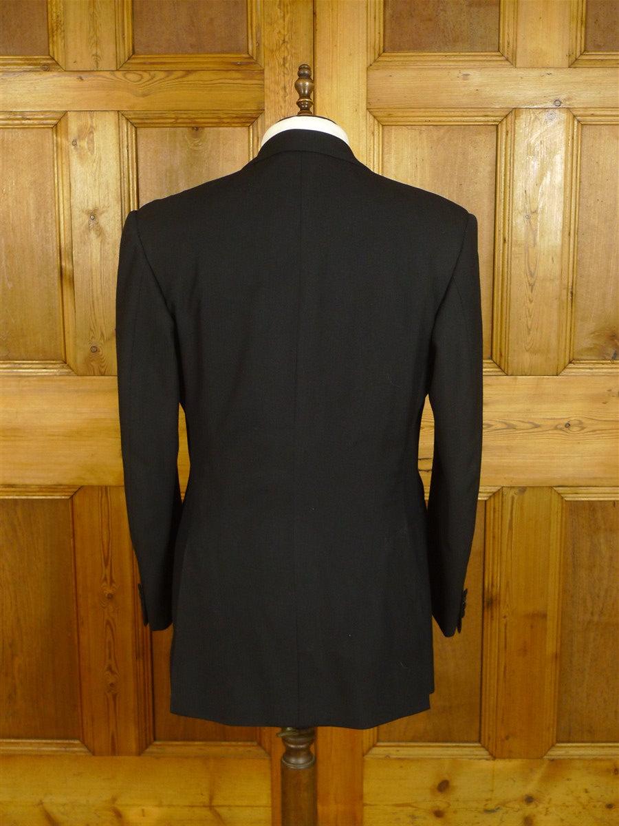 25/0815 ward & kruger 2009 savile row bespoke black wool / grosgrain peak lapel 42 long