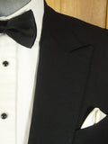25/0815 ward & kruger 2009 savile row bespoke black wool / grosgrain peak lapel 42 long