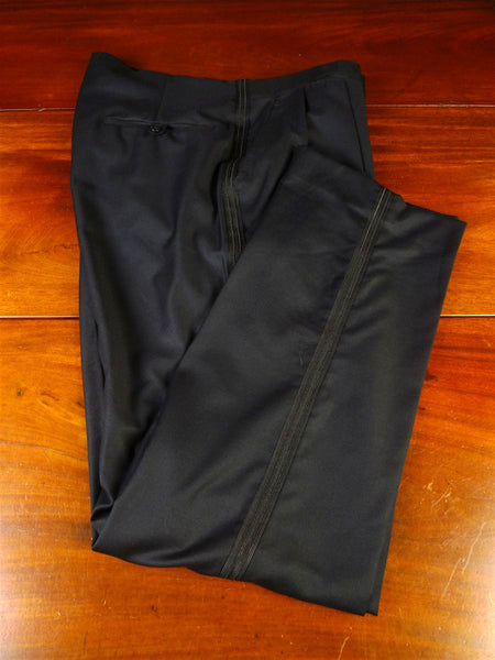 25/0801 immaculate modern bespoke tailored black fine wool evening trouser 36