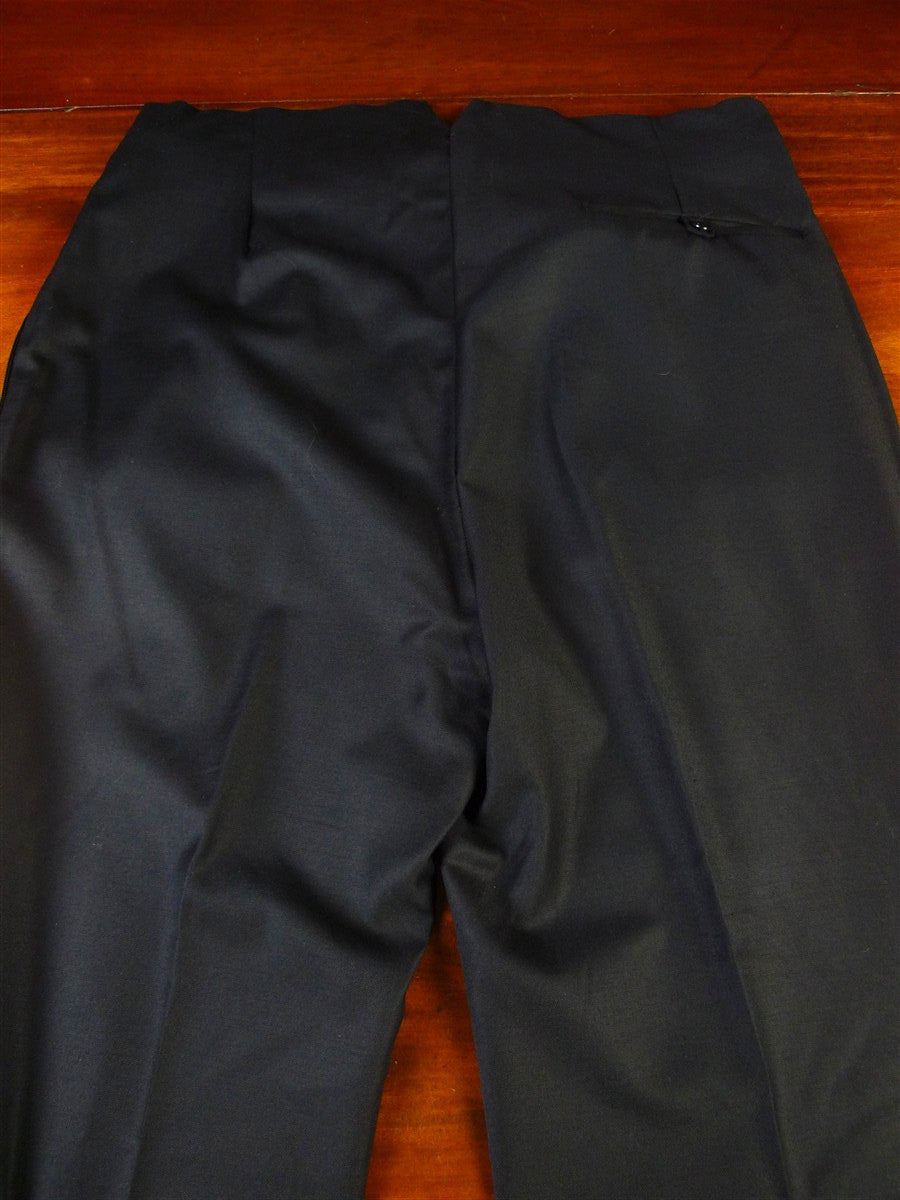 25/0801 immaculate modern bespoke tailored black fine wool evening trouser 36