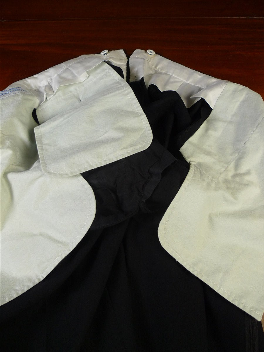 25/0815 ward & kruger 2009 savile row bespoke black wool / grosgrain peak lapel 42 long
