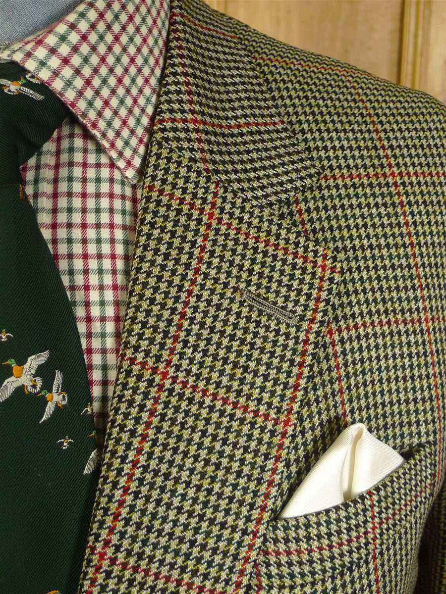 25/0804 vintage savile row bespoke gun check tweed jacket 39-40 long