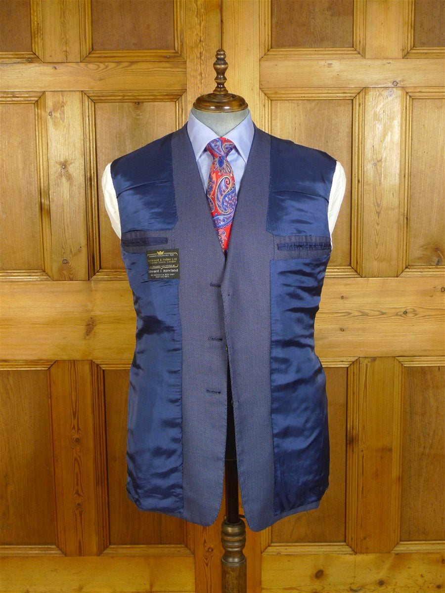 25/0816 redwood & feller 2012 savile row bespoke blue birds-eye weave worsted suit 42 long