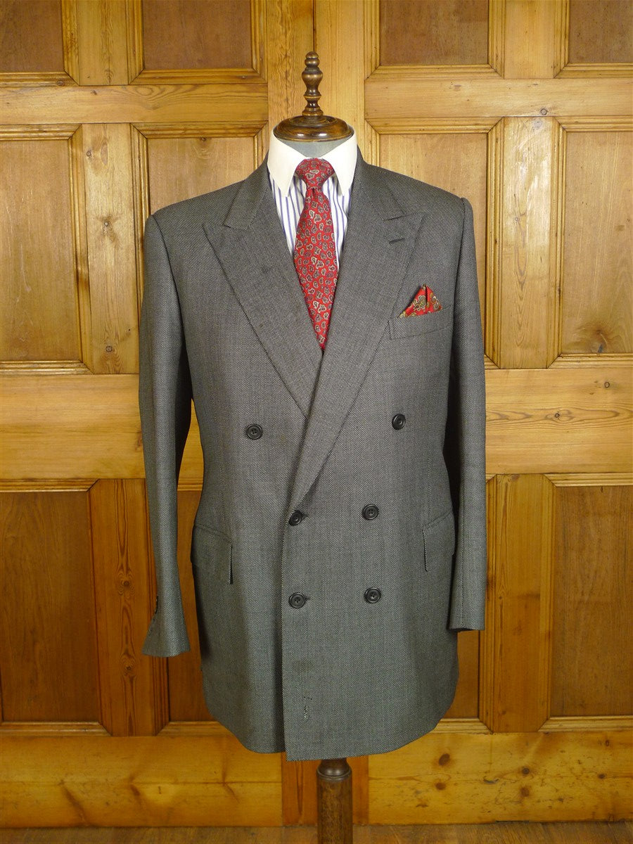25/1002 ward & kruger 2009 savile row bespoke grey birds-eye weave worsted suit 41 long