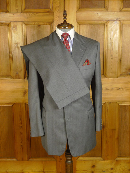 25/0901 ward & kruger 2008 savile row bespoke grey herringbone worsted suit 40-41 long