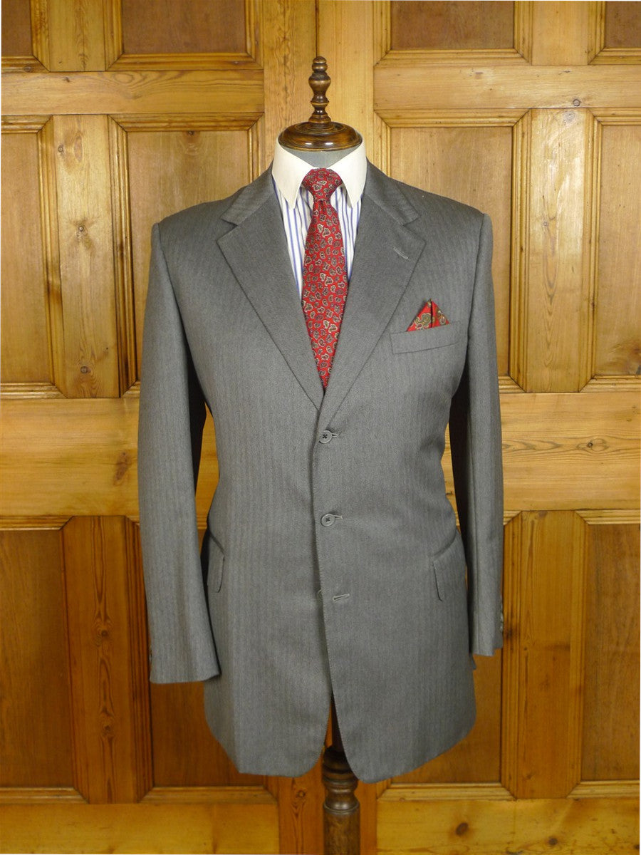 25/0901 ward & kruger 2008 savile row bespoke grey herringbone worsted suit 40-41 long