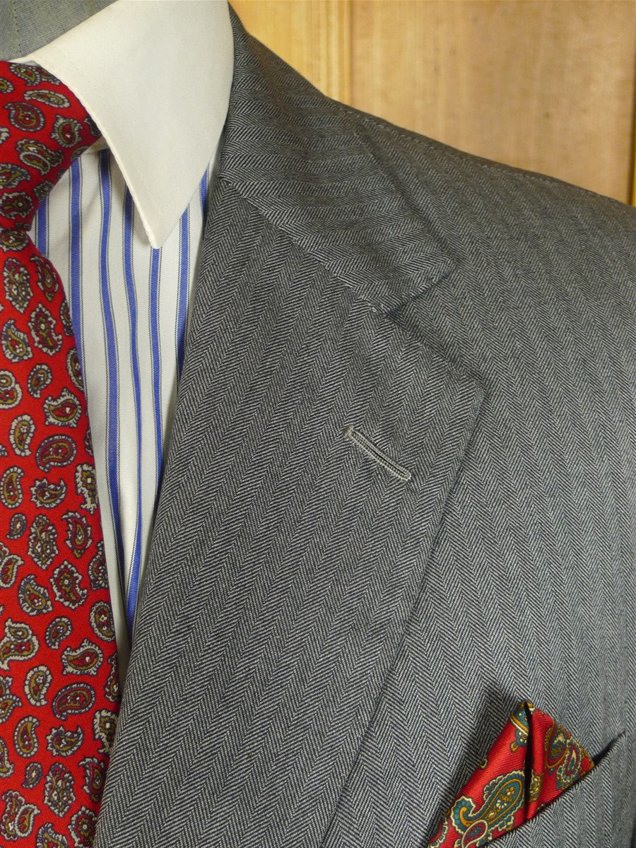 25/0901 ward & kruger 2008 savile row bespoke grey herringbone worsted suit 40-41 long