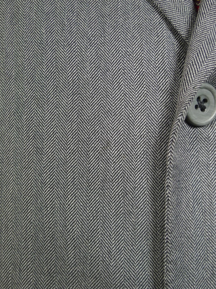 25/0901 ward & kruger 2008 savile row bespoke grey herringbone worsted suit 40-41 long