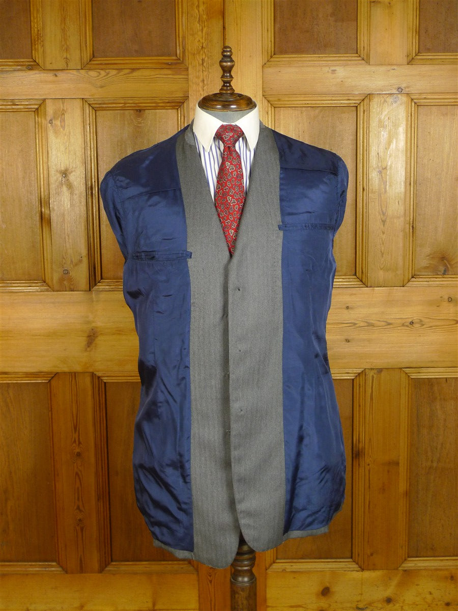 25/0901 ward & kruger 2008 savile row bespoke grey herringbone worsted suit 40-41 long