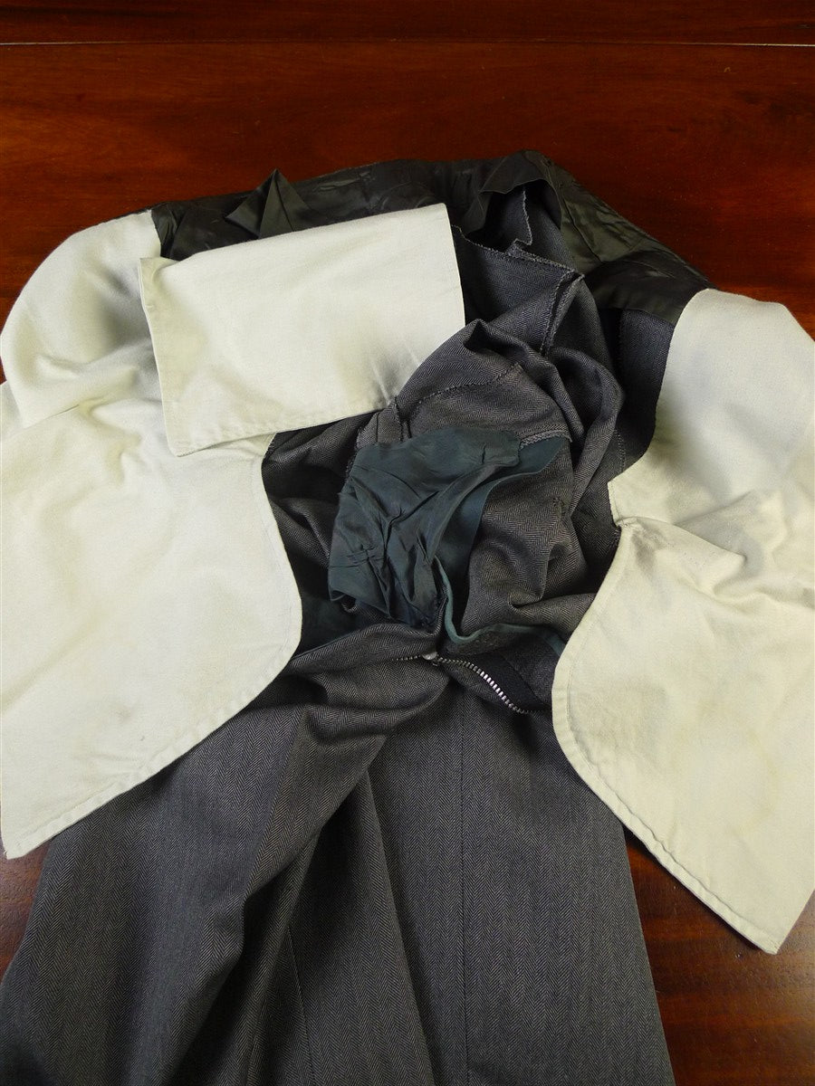 25/0901 ward & kruger 2008 savile row bespoke grey herringbone worsted suit 40-41 long