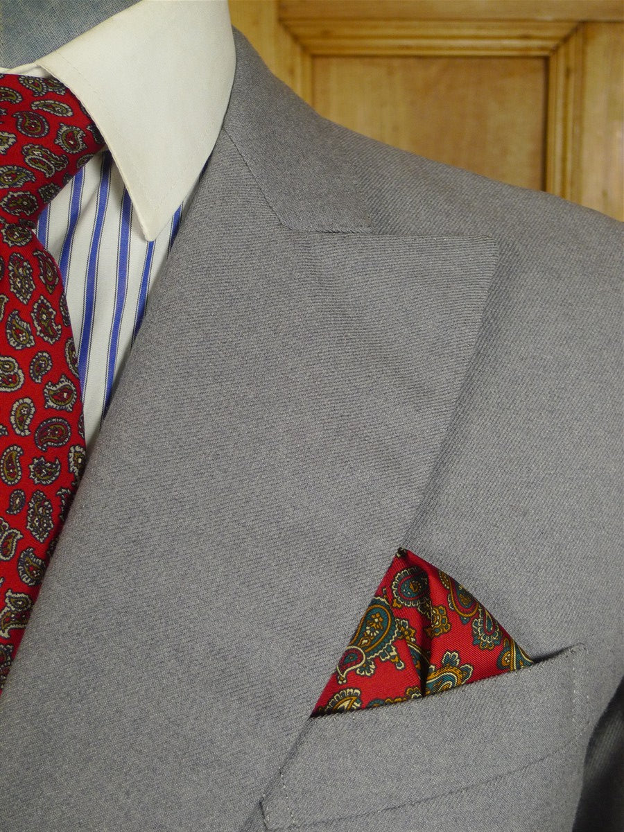 25/0873 vintage hall brothers oxford bespoke grey worsted flannel d/b suit 39 regular