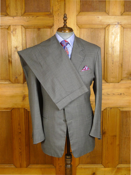 25/0968 anderson & sheppard 2003 savile row bespoke grey pick weave wool suit 47 regular to long