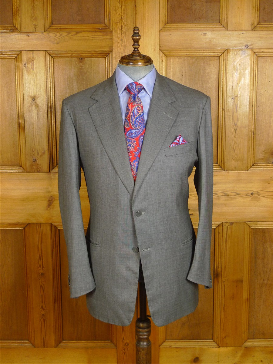 25/0968 anderson & sheppard 2003 savile row bespoke grey pick weave wool suit 47 regular to long