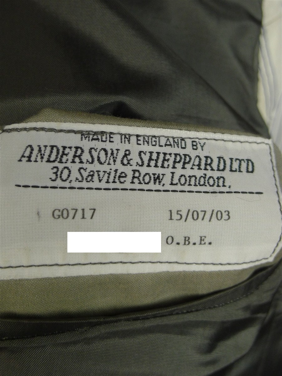 25/0968 anderson & sheppard 2003 savile row bespoke grey pick weave wool suit 47 regular to long