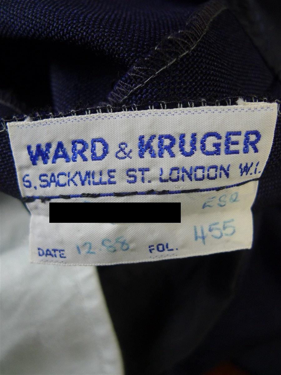 25/0937 immaculate vintage ward & kruger savile row bespoke blue mohair trouser 35