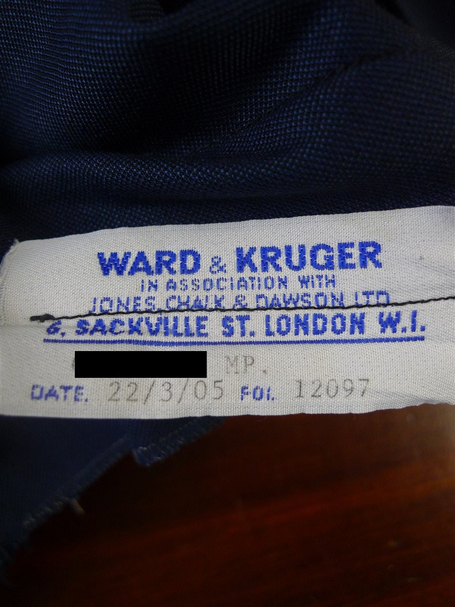 25/0938 ward & kruger 2005 savile row bespoke teal blue pick weave worsted trouser 37