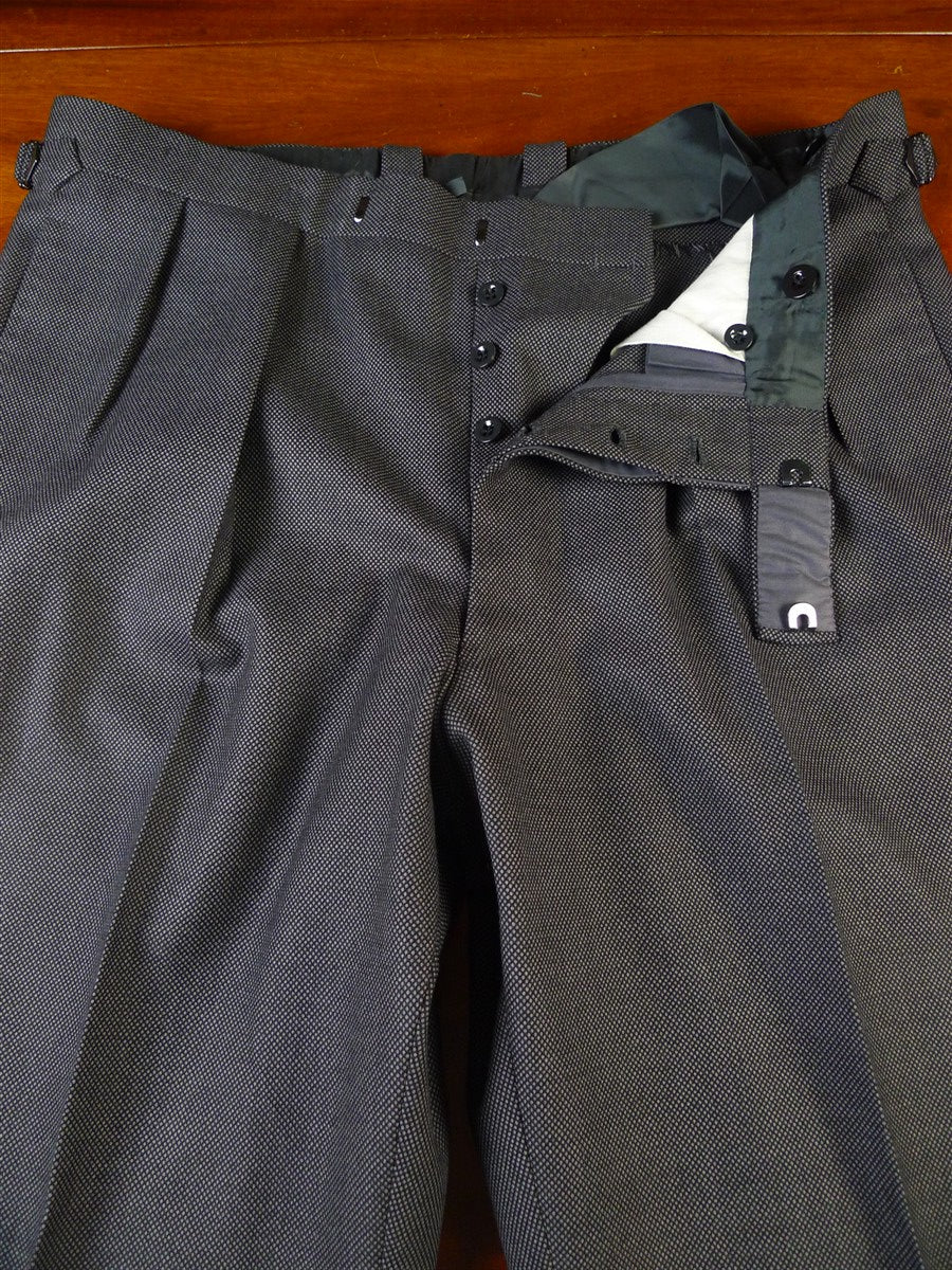 25/0934 immaculate bespoke tailored grey birds-eye wave heavyweight worsted high-rise trouser 37