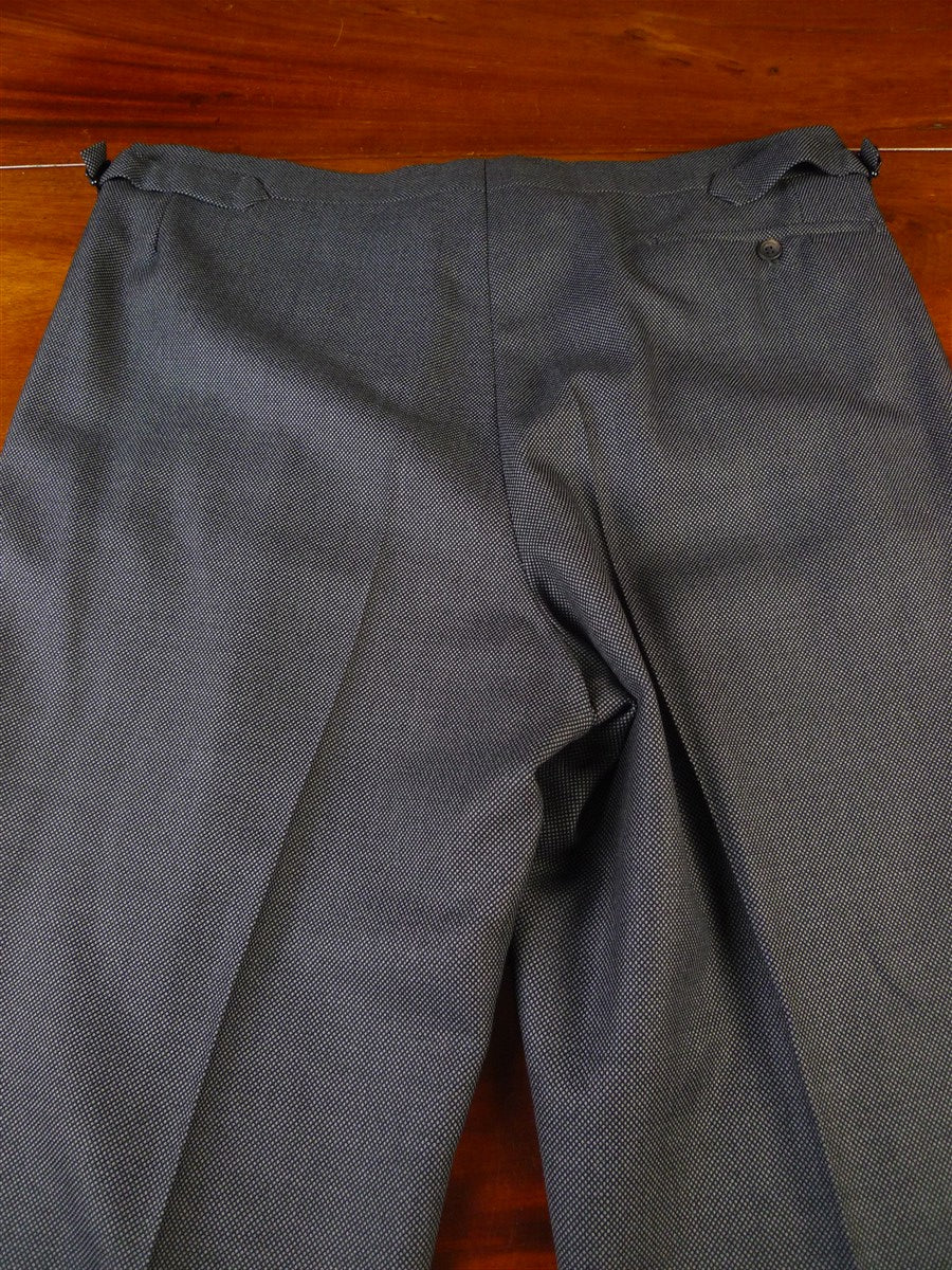 25/0934 immaculate bespoke tailored grey birds-eye wave heavyweight worsted high-rise trouser 37