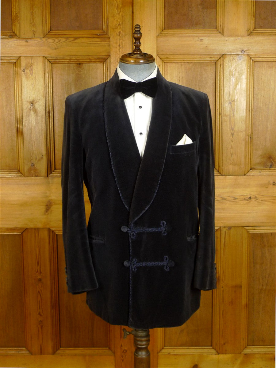 25/0866 beautiful vintage hackett midnight blued/b shawl velvet smoking / dinner jacket 41-42 regular