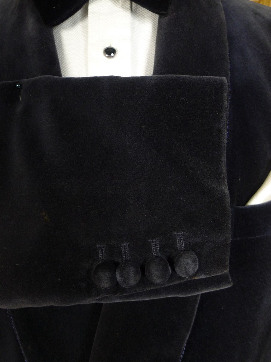 25/0866 beautiful vintage hackett midnight blued/b shawl velvet smoking / dinner jacket 41-42 regular