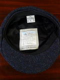 25/0837 immaculate blue herringbone donegal tweed flat cap 60 cms