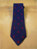 25/0854 immaculate benson & clegg navy blue / red skull & crossbones silk tie
