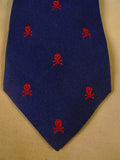 25/0854 immaculate benson & clegg navy blue / red skull & crossbones silk tie