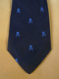 25/0855 immaculate benson & clegg black / blue skull & crossbones silk tie