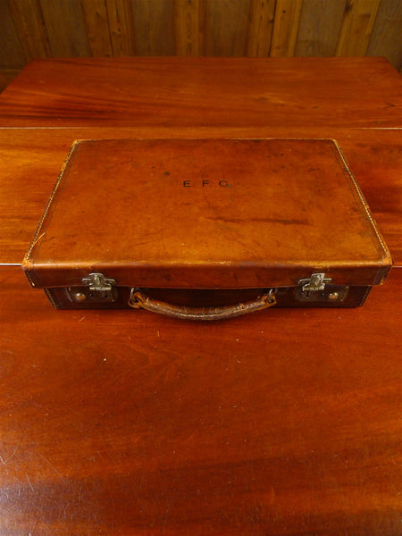 25/0830 delightful 1940s 1950s vintage brown leather attache case