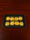 25/0849 mint brass metal crest blazer buttons set in box