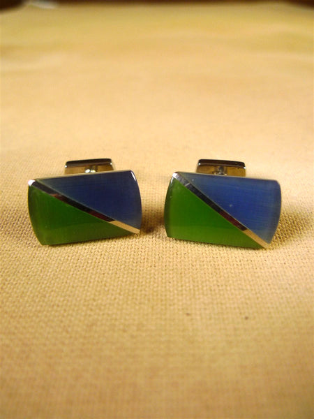 26/0003 immaculate thomas pink green / blue solid bar cufflinks