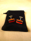 26/0007 immaculate thomas pink orange stripe solid bar cufflinks