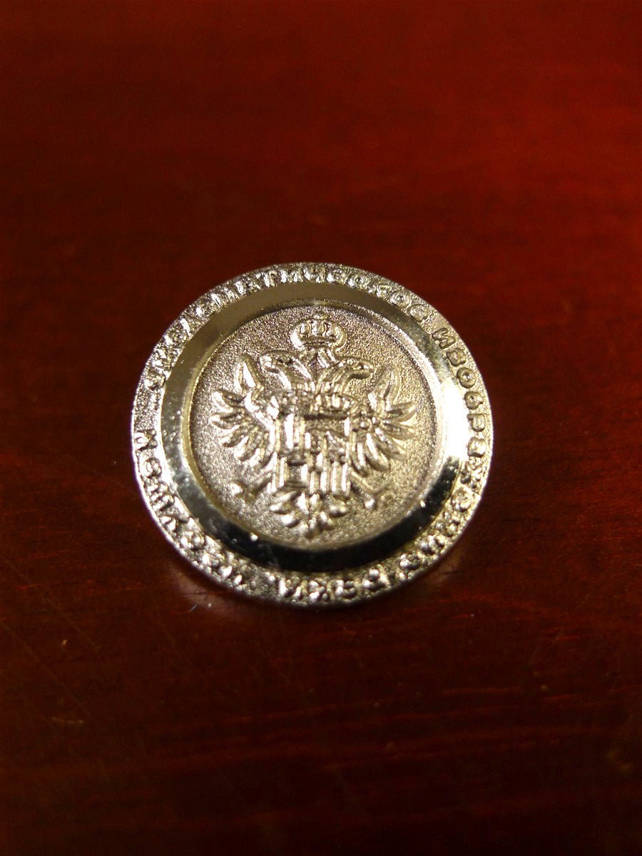 25/0846 mint bespoke silver metal / military? crest blazer buttons set in velvet box