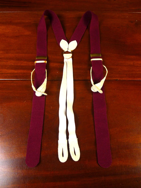 25/0862 albert thurston burgundy red boxcloth braces w/ white leather ends multifit