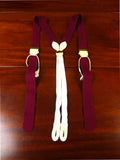 25/0862 albert thurston burgundy red boxcloth braces w/ white leather ends multifit