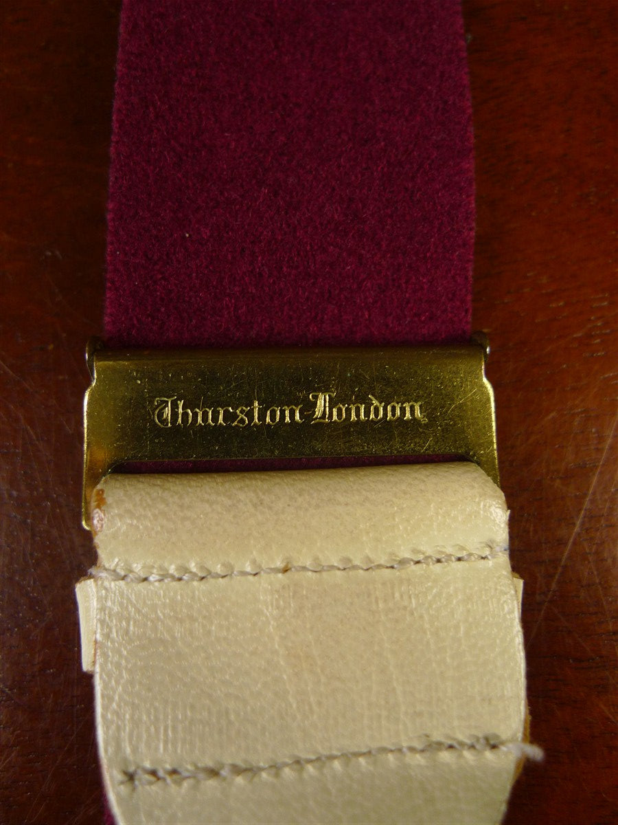 25/0862 albert thurston burgundy red boxcloth braces w/ white leather ends multifit