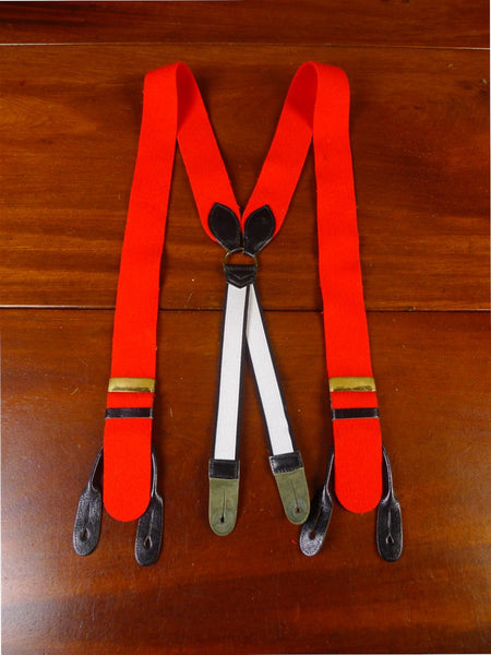 25/0860 albert thurston red boxcloth braces w/ black leather ends multifit