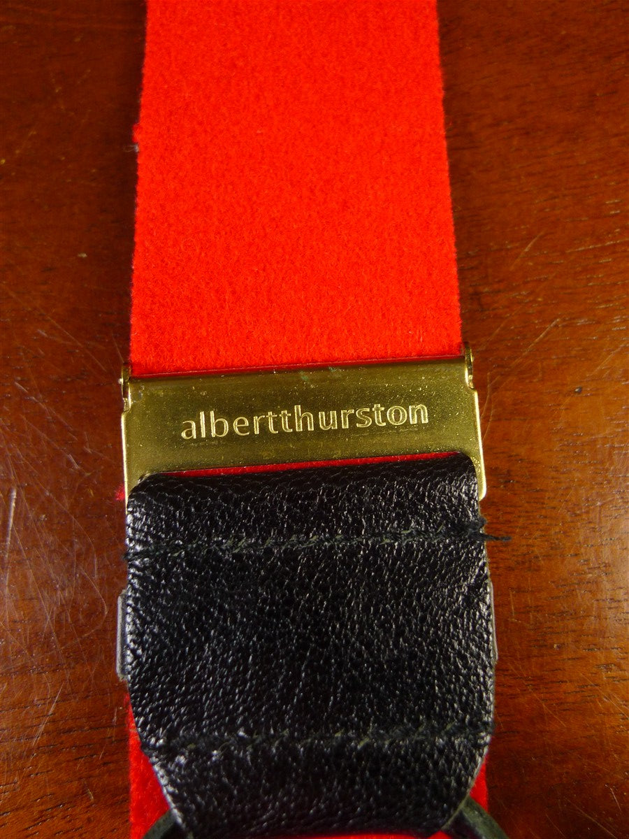 25/0860 albert thurston red boxcloth braces w/ black leather ends multifit