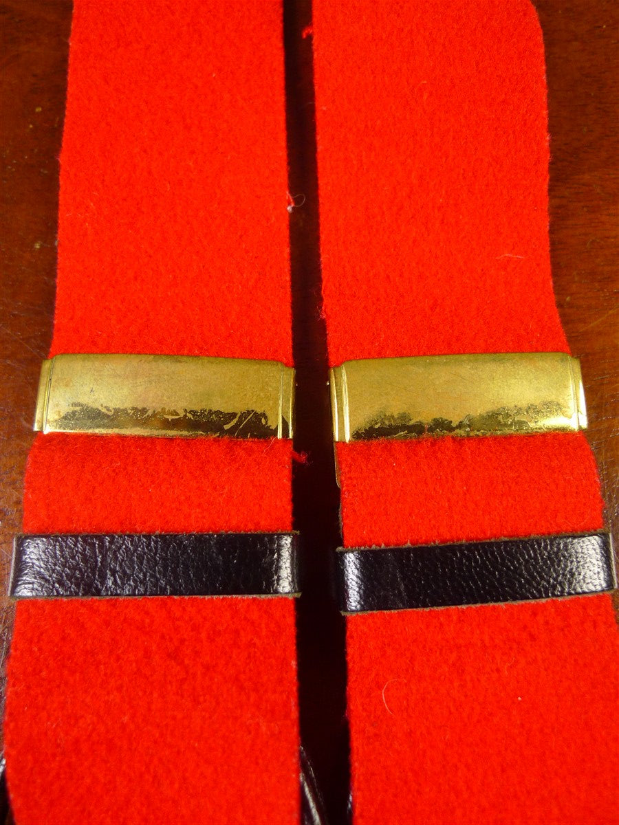 25/0860 albert thurston red boxcloth braces w/ black leather ends multifit