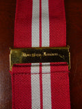 25/0864 albert thurston red / grey stripe woven silk braces w/ black leather ends multifit