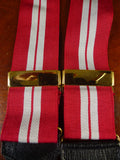 25/0864 albert thurston red / grey stripe woven silk braces w/ black leather ends multifit