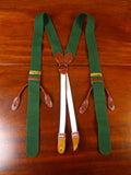 25/0859 albert thurston green boxcloth braces w/ brown leather ends multifit